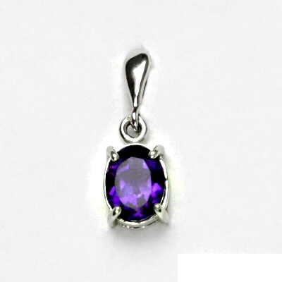 Zlatý přívěsek, bílé i žluté zlato, přírodní ametyst tmavý 9x7 mm, P 1244/22