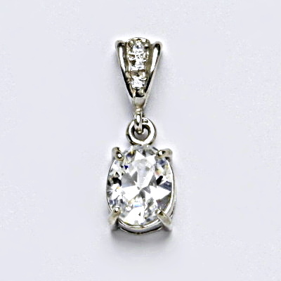Zlatý přívěsek, bílé i žluté zlato, zirkon čirý 9x7 mm - P 1244/2
