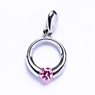 Zlatý přívěsek, bílé i žluté zlato, pink zirkon 4,75 mm, VP 46