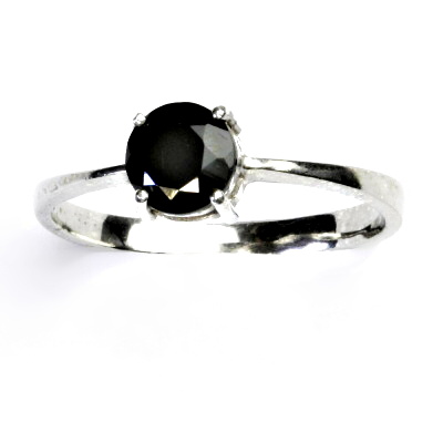 Stříbrný prsten, přírodní černý spinel, prstýnek ze stříbra, T 1252