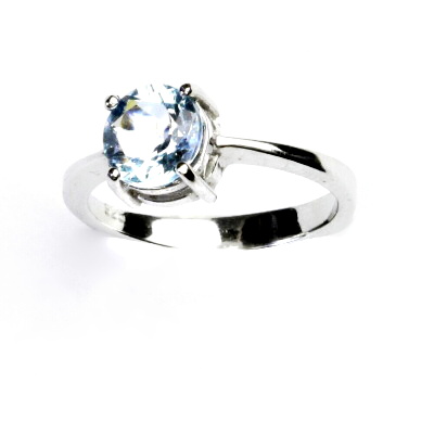 Stříbrný prsten, přírodní topaz sky, prstýnek ze stříbra, T 1252 