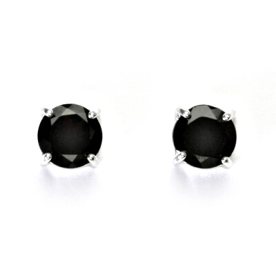 Zlaté náušnice, přírodní černý spinel , pleonast,  ,bílé i žluté zlato - NŠ 1252 