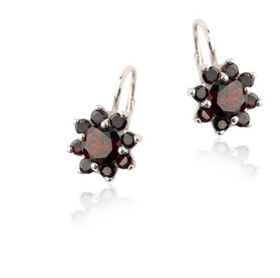 Stříbrné náušnice přírodní granáty, náušnice ze stříbra, VE 61