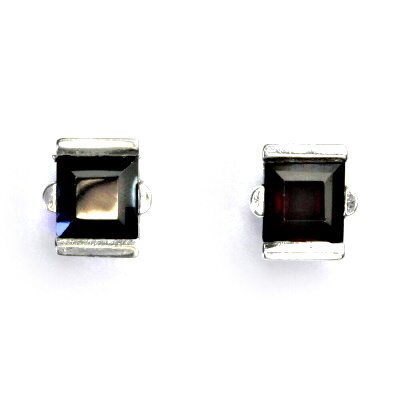 Zlaté náušnice ,přírodní granát, bílé i žluté zlato - VE 16