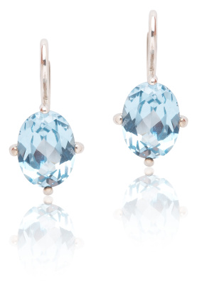 Zlaté náušnice , bílé i žluté zlato , akvamarin zirkon - VE 169