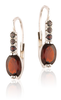 Zlaté náušnice, bílé i žluté zlato, přírodní granáty  - VE 9