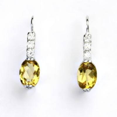 Stříbrné náušnice, přírodní citrín, náušnice ze stříbra, VE 9 