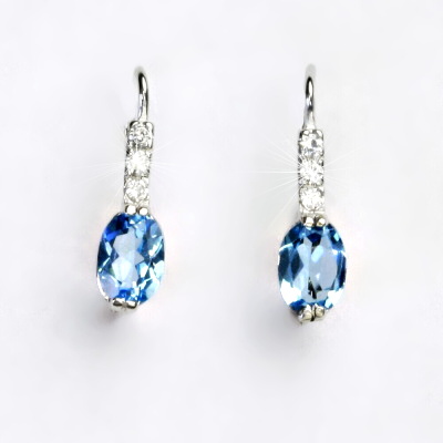 Stříbrné náušnice, přírodní topaz swiss, náušnice ze stříbra, VE 9 