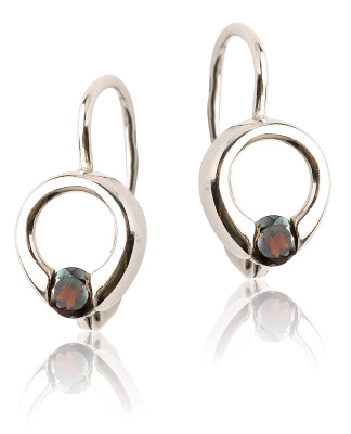 Zlaté naušnice přírodní granát, bílé i žluté zlato - VE 43 