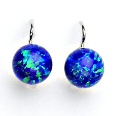 Zlaté náušnice tmavě modrý opál 10 mm ,bílé i žluté zlato - NK 1298 