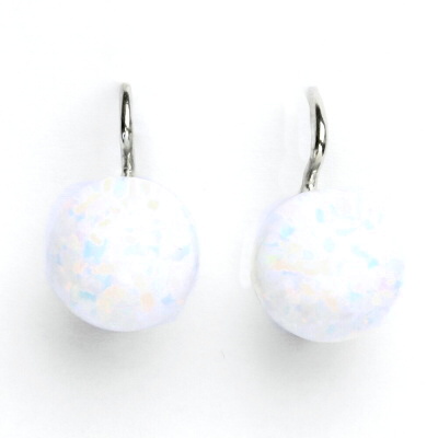 Zlaté náušnice bílý opál 10 mm ,bílé i žluté zlato - NK 1298 