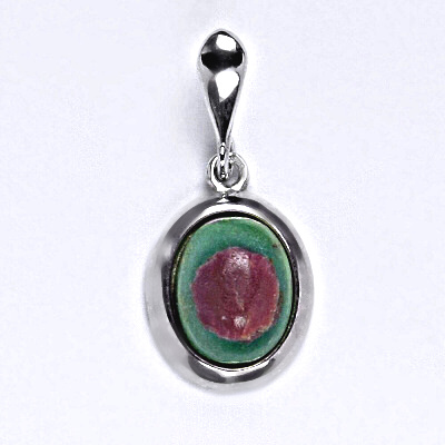 Zlatý přívěsek, bílé i žluté zlato, přírodní rubín zoisit - P 1453 