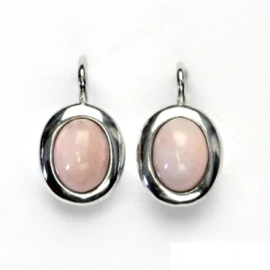 Zlaté náušnice ,bílé i žluté zlato, přírodní kámen růžový opál - NK 1355