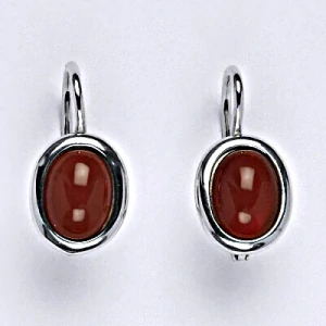 Zlaté náušnice ,bílé i žluté zlato, přírodní kámen karneol - NK 1355