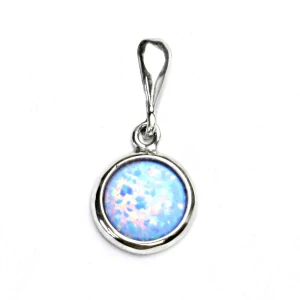 Zlatý přívěsek,bílé i žluté zlato, syntetický světle modrý opál - P 1503