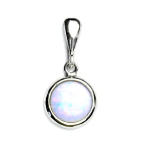 Zlatý přívěsek,bílé i žluté zlato, syntetický  bílý opál - P 1503