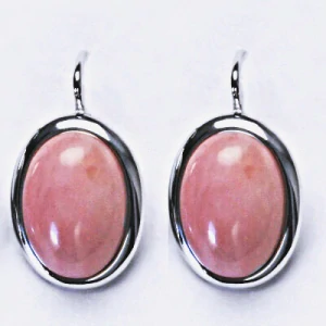 Stříbrné náušnice, přírodní kámen opál růžový - NK 1454