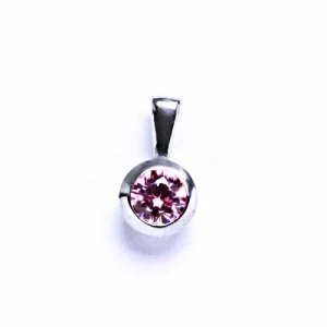 Zlatý přívěsek, bílé i žluté zlato, pink zirkon - VP 137