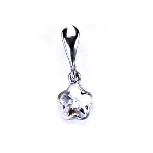 Zlatý přívěšek kytička , bílé zlato , Swarovski krystal čirý - P 1297/22