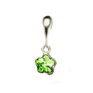 Zlatý přívěšek kytička , bílé zlato , Swarovski krystal peridot - P 1297/22
