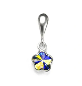 Zlatý přívěšek kytička , bílé zlato , Swarovski AB krystal - P 1297/22