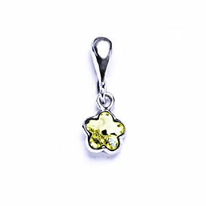 Zlatý přívěšek kytička , bílé zlato , Swarovski krystal jonquil - P 1297/22