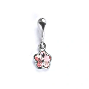Zlatý přívěšek kytička , bílé zlato , Swarovski krystal light rose - P 1297/22