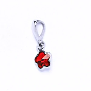 Zlatý přívěšek kytička , bílé zlato , Swarovski krystal light siam - P 1297/22