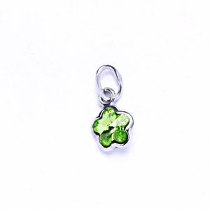 Zlatý přívěšek kytička , bílé zlato , Swarovski krystal peridot - P 1297