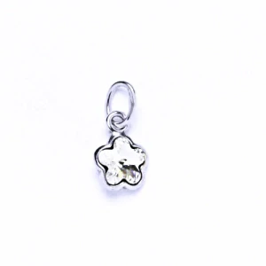 Zlatý přívěšek kytička , bílé zlato , Swarovski krystal čirý - P 1297
