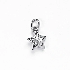 Zlatý přívěsek hvězdička, bílé i žluté zlato, Swarovski krystal čirý - P 1326