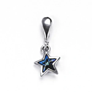 Zlatý přívěsek hvězdička, bílé i žluté zlato, Swarovski krystal bermuda blue - P 1326/22