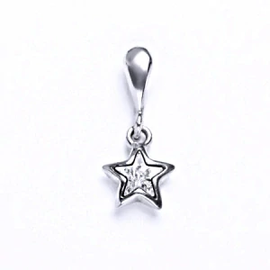 Zlatý přívěsek hvězdička, bílé i žluté zlato, Swarovski krystal čirý - P 1326/22