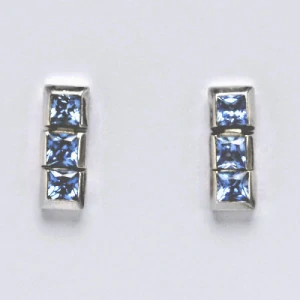 Zlaté náušnice ,akvamarin zirkony, bílé zlato - 2287 poslední pár