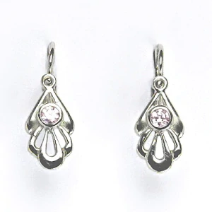 Zlaté dětské náušnice ,pink zirkony, bílé zlato - 3177 poslední pár