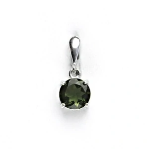 Zlatý přívěsek, přírodní vltavín, bílé i žluté zlato - P 1357