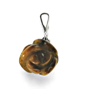 Zlatý přívěšek růže,bílé i žluté zlato , přírodní tygří oko - P 1298/22 