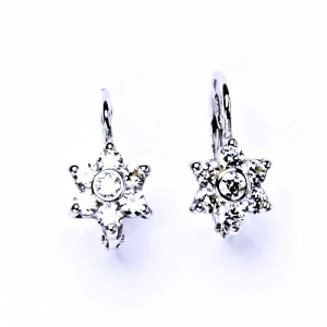 Zlaté náušnice kytičky, bílé i žluté zlato , čiré zirkony - VE 58