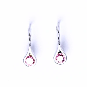 Zlaté náušnice, pink zirkony, bílé i žluté zlato - VE 5
