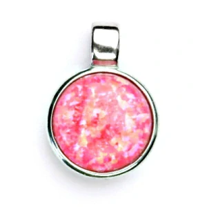Stříbrný přívěšek,syntet.opál růžový - P 1372