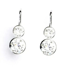 Zlaté náušnice "sněhuláci", žluté i bílé zlato, čiré zirkony - NK 1033