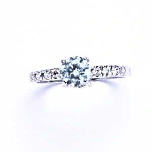 Stříbrný prsten , akvamarin a čiré zirkony - VR 312