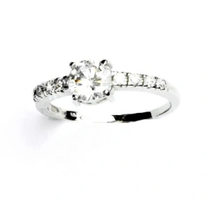 Zlatý prsten, bílé i žluté zlato ,čiré zirkony -  VR 312