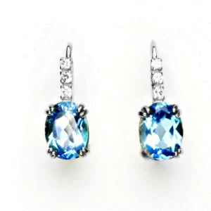 Zlaté náušnice ,bílé i žluté zlato, přírodní topaz swiss - VE 8 