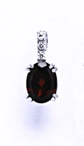 Stříbrný přívěsek , zirkony čiré a přírodní granát -  VP 31 