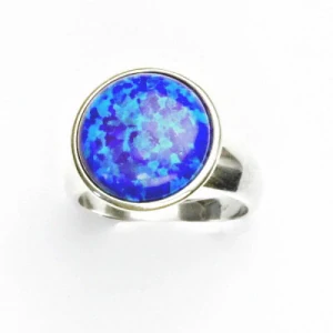 Stříbrný prsten , tmavě modrý syntetický opál - T 1372 
