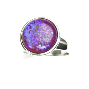 Stříbrný prsten , fialový syntetický opál - T 1372 