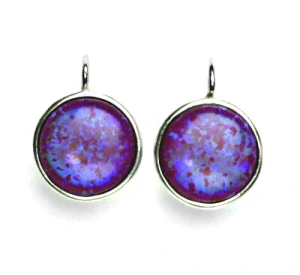 Stříbrné náušnice, syntetický opál fialový - NK 1372