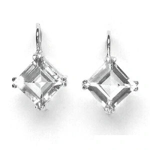 Zlaté náušnice, čirý zirkon 8x8 mm, bílé i žluté zlato - NK 1259