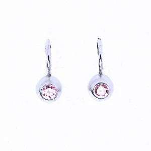 Zlaté náušnice, bílé i žluté zlato, pink zirkon - VE 147